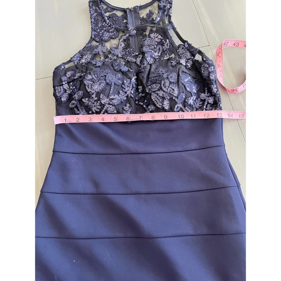 Cocktail/prom navy blue sequin and lace Women's size 3 - Picture 5 of 11